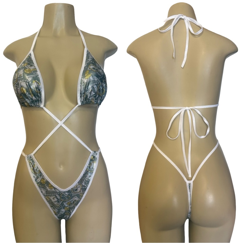 Metallic  money thong  mono kini - exotic Dancewear